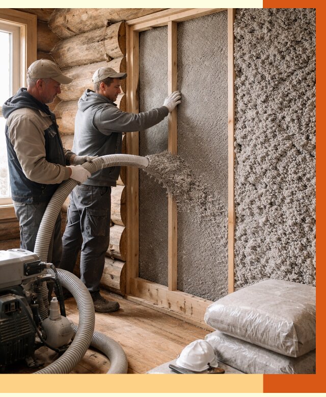 Утепление бревенчатого дома эковатой в Амурске от 2841 руб. | ТепломастерМрс