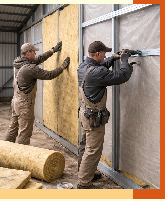 Утепление металлического ангара в Амурске от 4908 руб/м2 — услуги под ключ | ТепломастерМрс