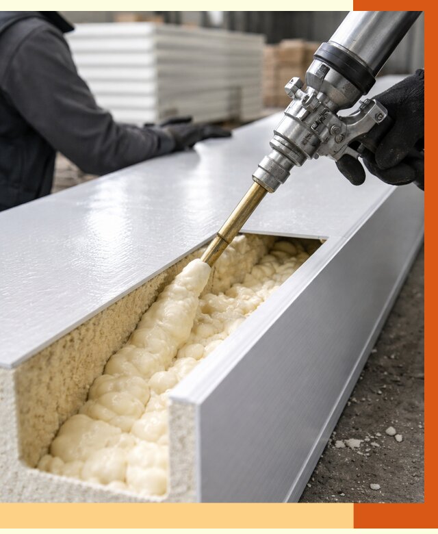 Заполнение пустот холодильных панелей в Амурске от 7749 руб. | ТепломастерМрс