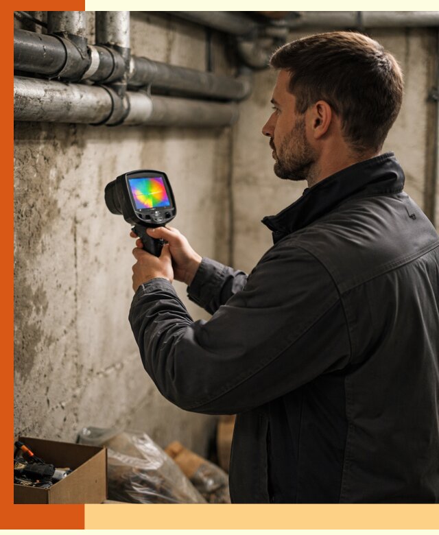 Тепловизионное обследование подвала в Амурске для поиска утечек тепла